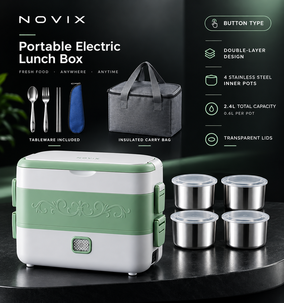 Electric Lunch Box Portable Heated Food Container